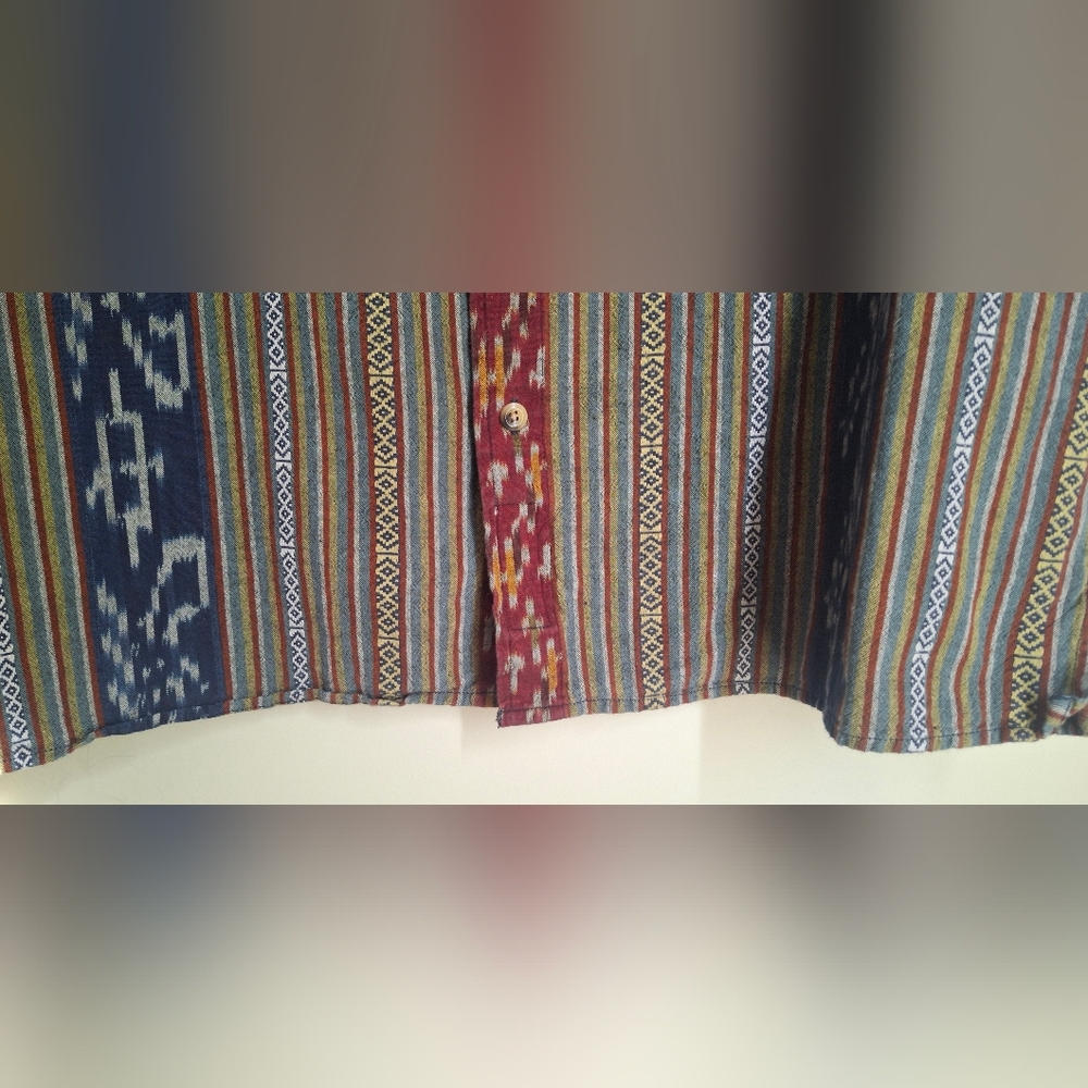 The Territory Ahead Cotton Multicolor Striped Short Sleeve Shirt XL Navajo Rodeo - Picture 8 of 9